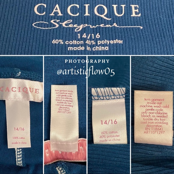NEW! Cacique Blue Tickle Me Sleep Set NWOT - Picture 4 of 5